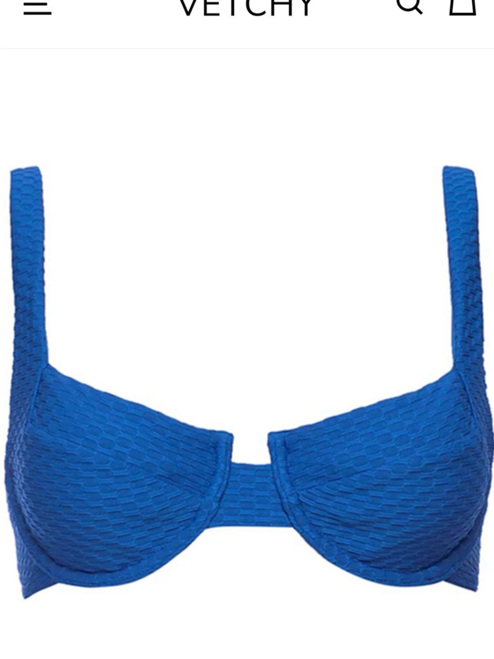 Blue Textured Underwire Bikini Top - Vetchy